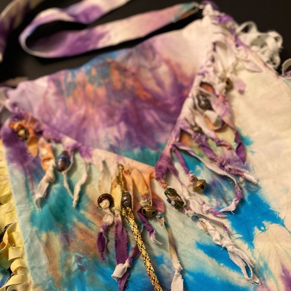 Tye dye homemade messenger style bag - Picture 2 of 5